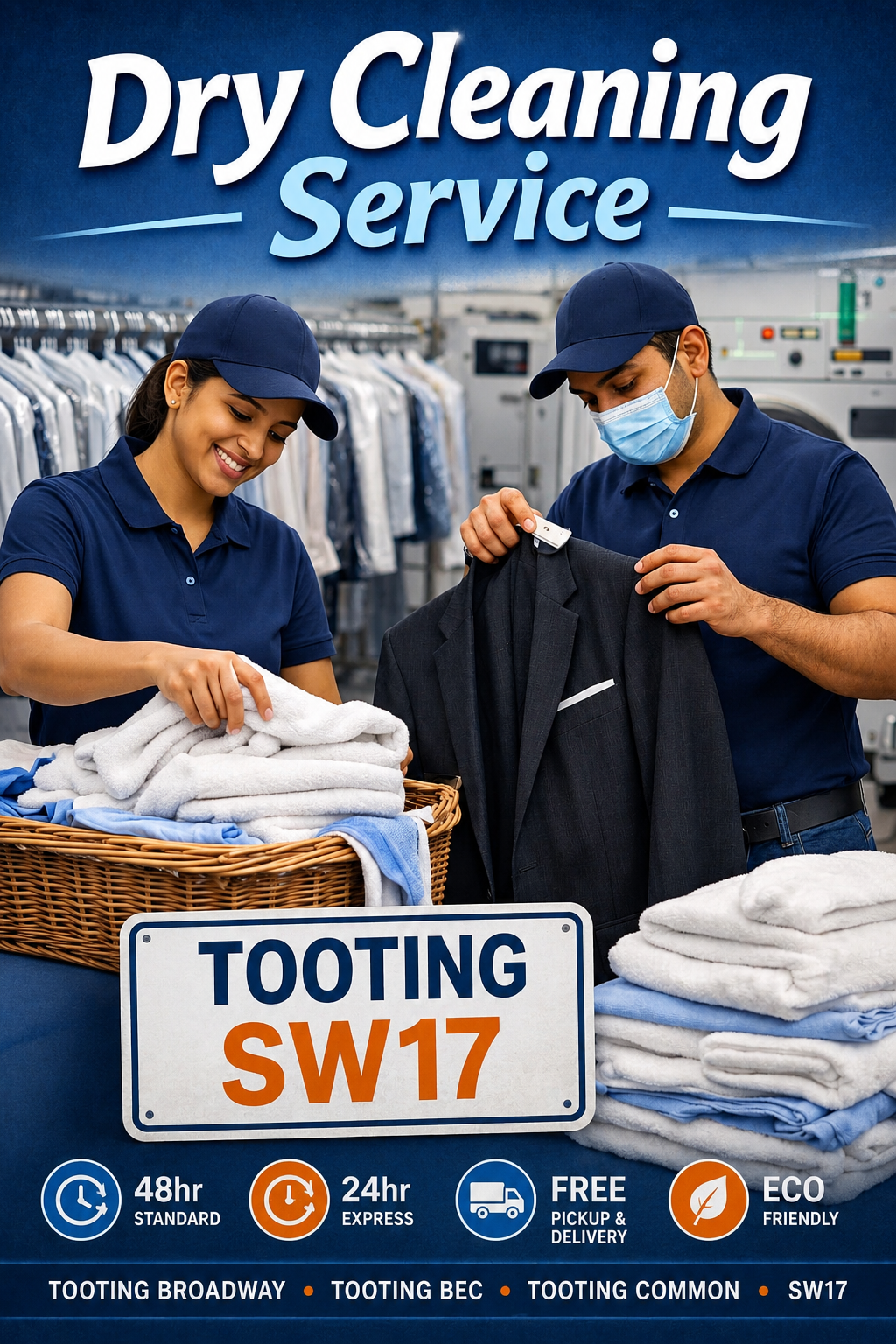Professional dry cleaning and laundry service at The Big Wash in Tooting SW17